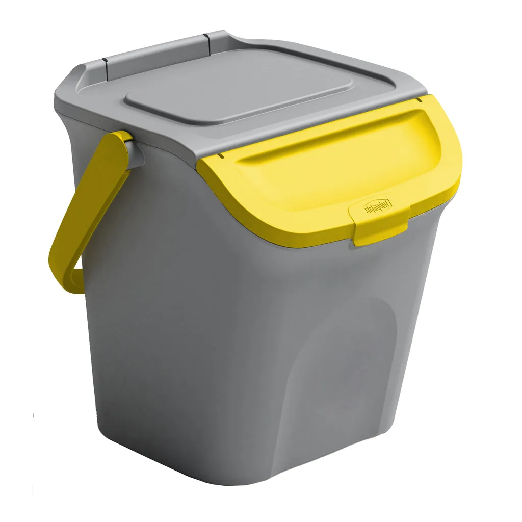 Kreher Mülltrennsystem Mülleimer 3x28L Grau Stapelbar