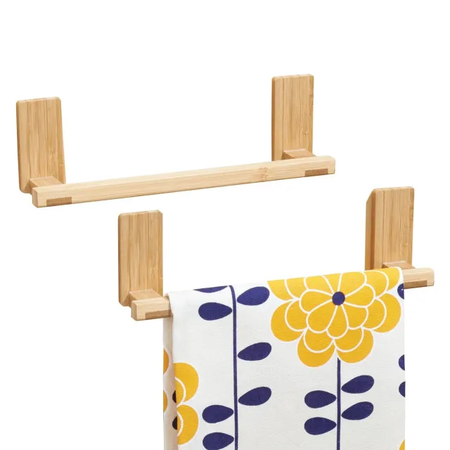 mDesign AFFIXX Handtuchhalter Bambus selbstklebend 2er-Set