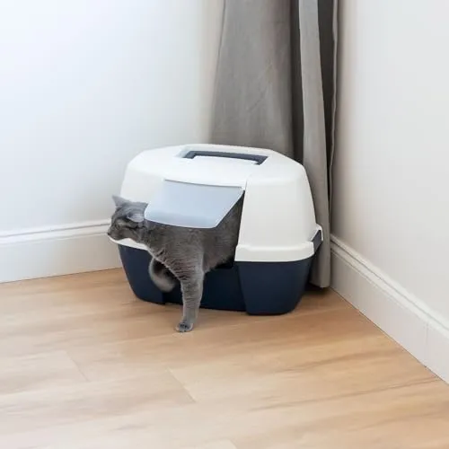 Iris Ohyama CLH-17J Katzenklo mit Deckel Blau Schaufel bis 4 kg