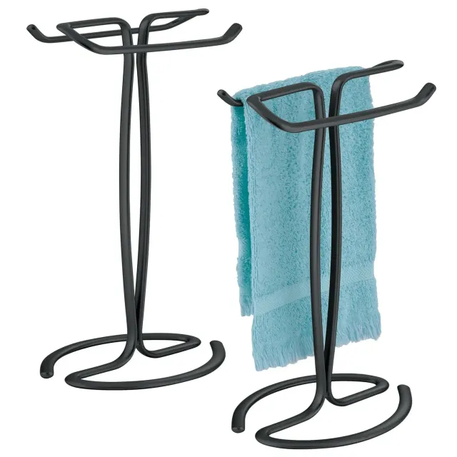 mDesign Handtuchhalter freistehend 2er-Set Schwarz