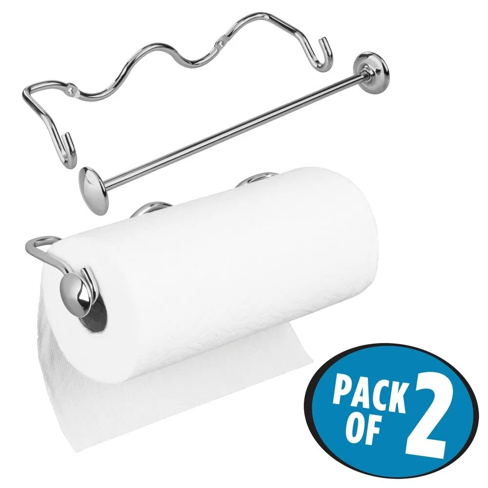 mDesign Küchenrollenhalter Schrank 2er-Set silber 34,6 cm