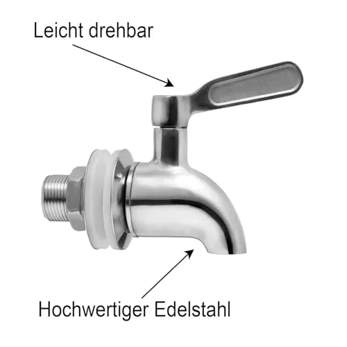 astor24 Getränkespender Glas 8 Liter Edelstahl-Zapfhahn mit Ständer