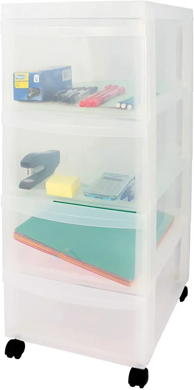 Iris Ohyama A4 Drawer DC-004 Rollcontainer mattweiß 4 Schubladen