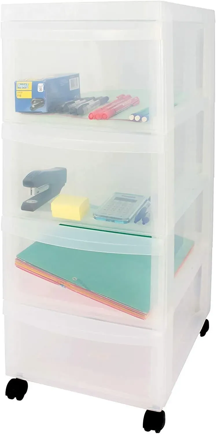 Iris Ohyama A4 Drawer DC-004 Rollcontainer mattweiß 4 Schubladen