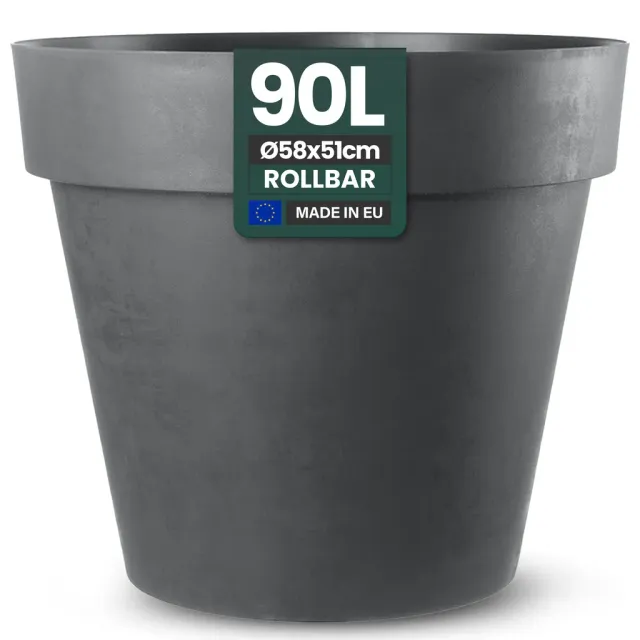 Kreher Like XL Pflanzkübel Ø58cm Anthrazit 90L frostfest