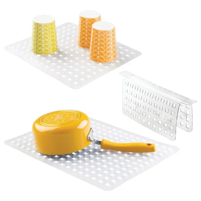 mDesign Spülbeckenmatte PVC durchsichtig 3er-Set