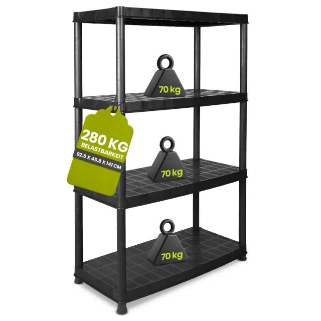 Kreher Deluxe 18 Zoll Schwerlastregal 4 Böden Schwarz 70 kg