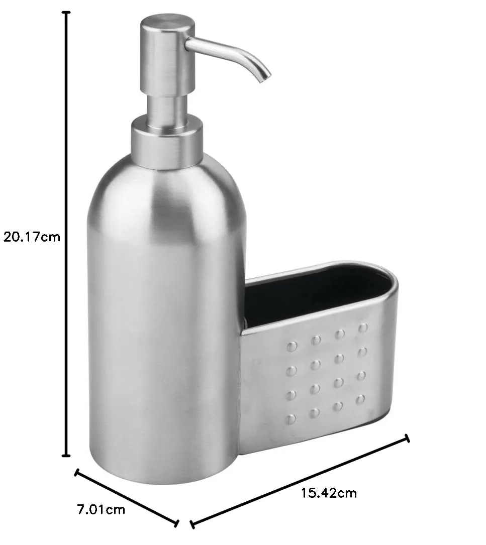 mDesign Seifenspender Metall 443 ml mit Schwammhalter