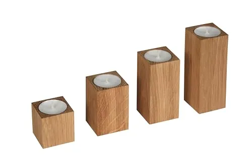 GoodFreshDecor Kerzenständer Holz 4er-Set Eiche geölt