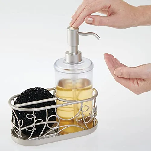 mDesign Seifenspender mit Schwammhalter 370 ml transparent