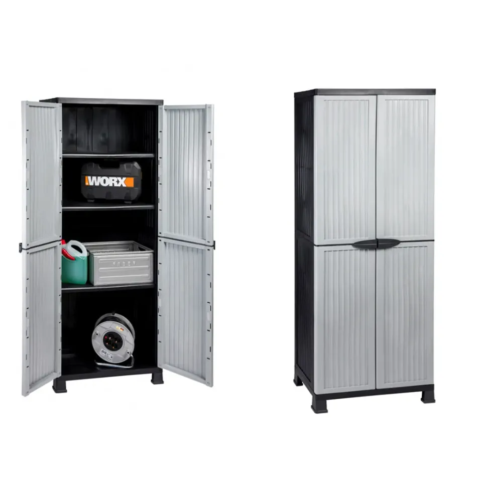 Kreher Noble Kunststoffschrank Grau 2er Set 68x40x171 cm