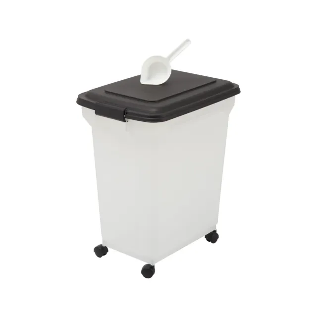 Iris Ohyama ATS-L Futterbox schwarz 40L mit Rollen luftdicht
