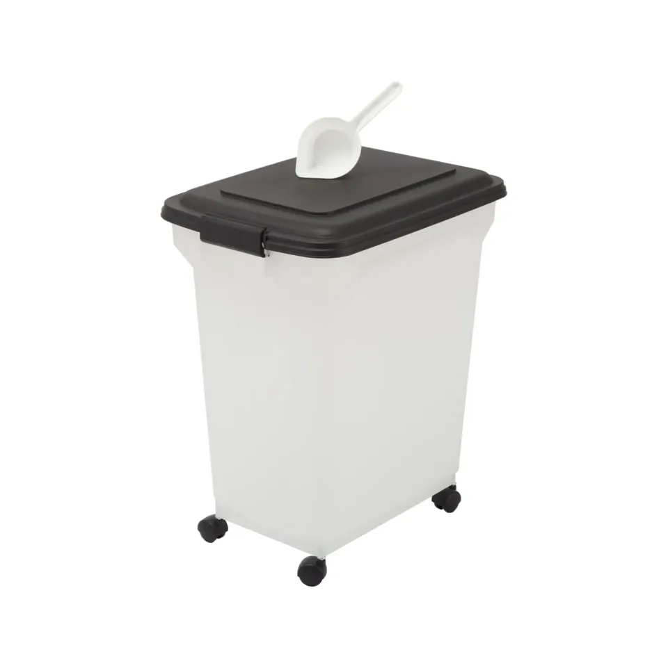 Iris Ohyama ATS-L Futterbox schwarz 40L mit Rollen luftdicht