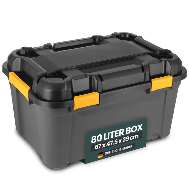 Kreher Bunker Aufbewahrungsbox 80L mit Deckel IPX7 schwarz