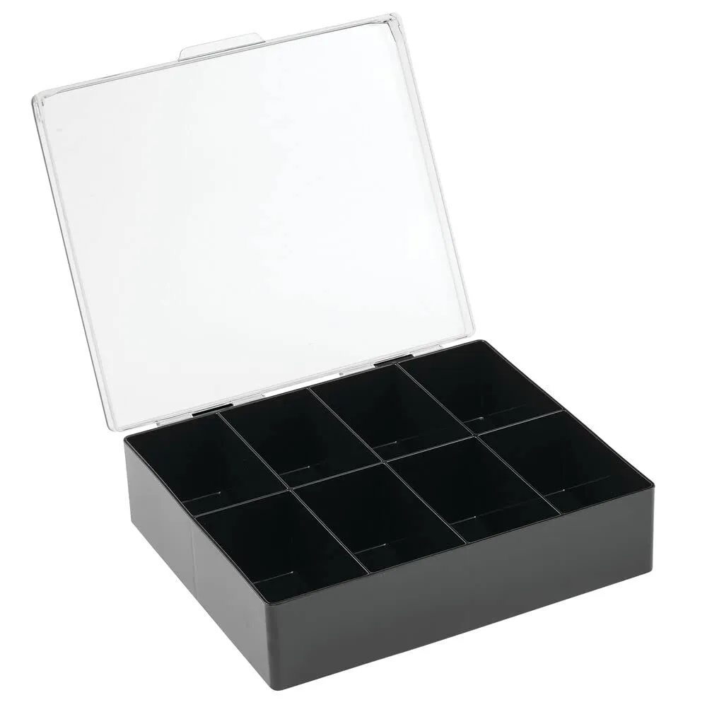 mDesign Teedose Aufbewahrungsbox 8 Fächer schwarz