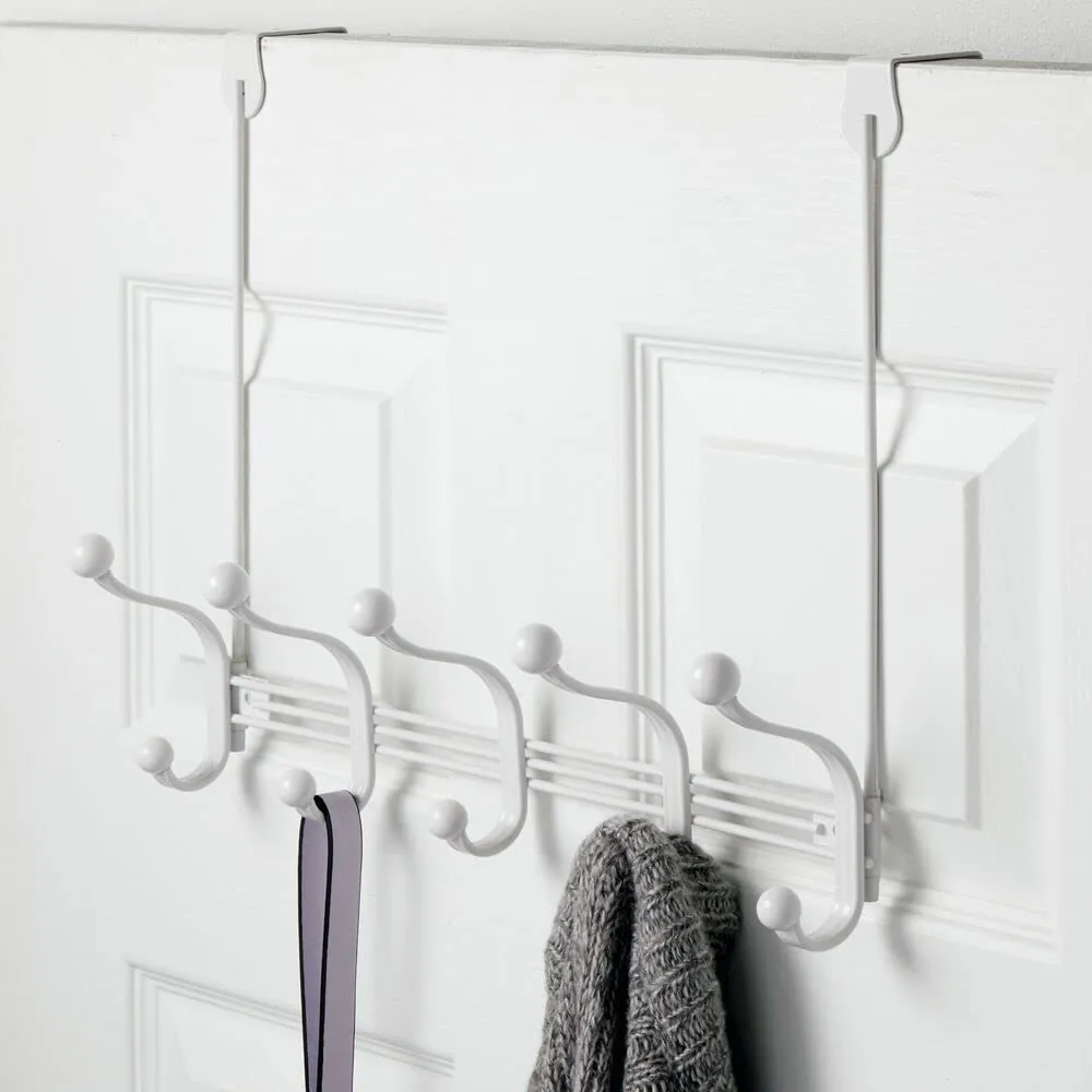 mDesign Wandgarderobe Weiß 10 Haken Hakenleiste