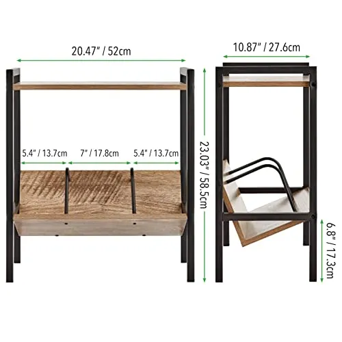 M Design Beistelltisch Bücherregal 2 Ebenen Beistelltisch Schwarz/Grau