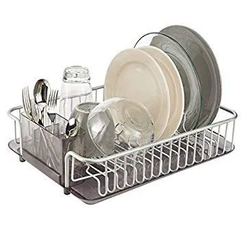 mDesign Abtropfgestell Geschirrablage Aluminium smoke silber