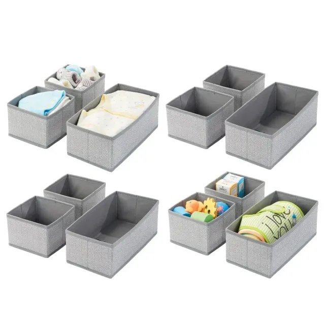 mDesign Aufbewahrungsbox Stoffbox grau Fischgrät 12er-Set