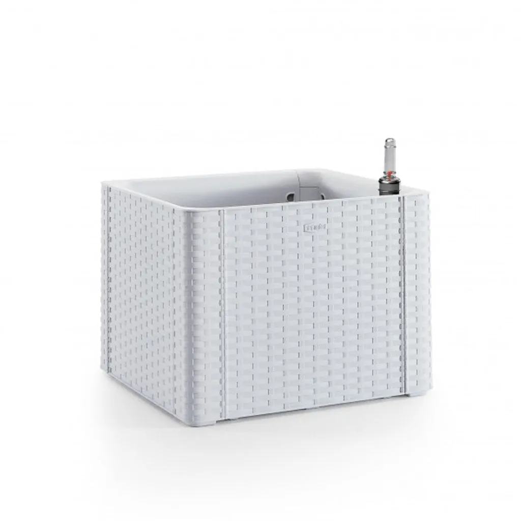 Kreher Pflanzkasten Rattan-Optik Weiß breit 35 Liter
