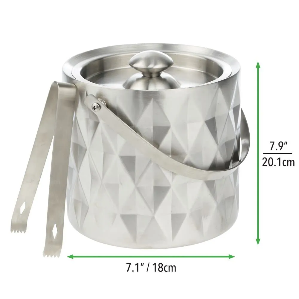 mDesign Flaschenkühler Edelstahl 3 l mit Deckel Zange