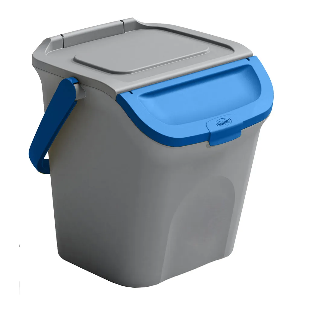 Kreher Mülltrennsystem Mülleimer 3x28L Grau Stapelbar