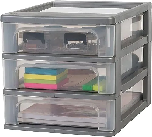 Iris Ohyama Organizer Chest OCH-2030 Schubladenbox Silber 3x4L A4