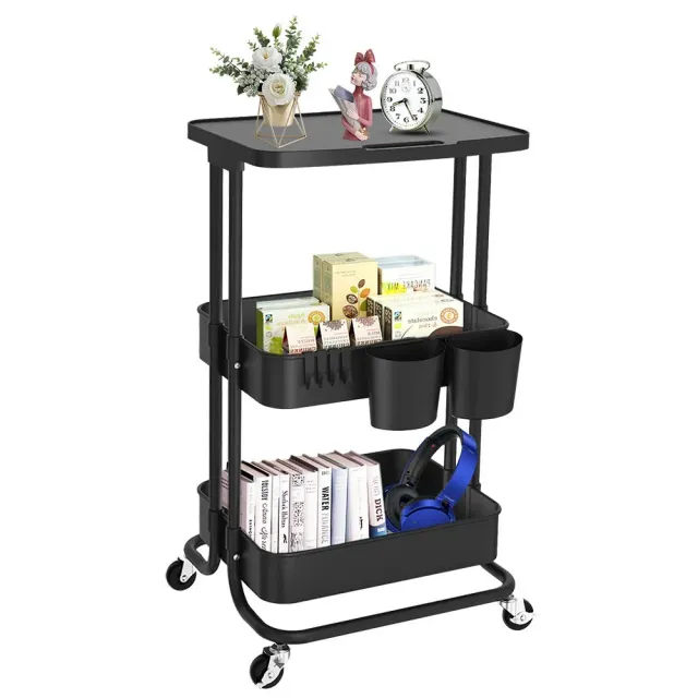 BOMCLAP Rollwagen Küchenwagen 3 Etagen schwarz 42x35cm