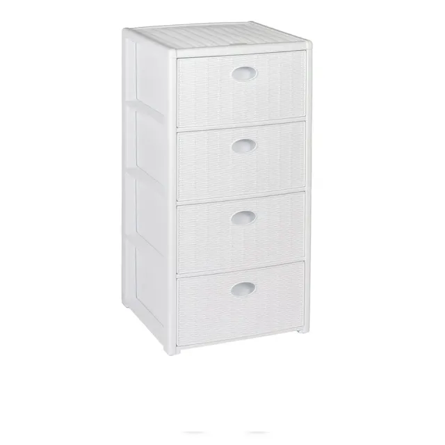 Kreher Rattan Schubladentower Schubladenbox Grau rollbar