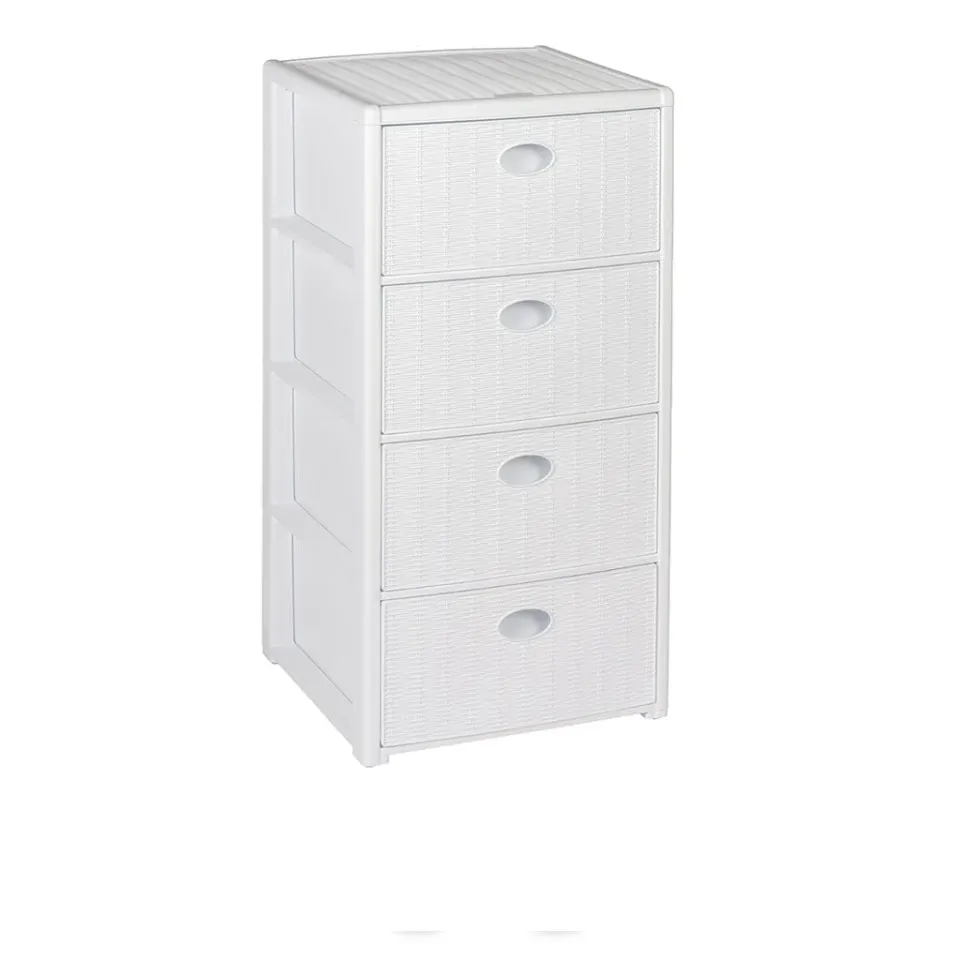 Kreher Rattan Schubladentower Schubladenbox Grau rollbar