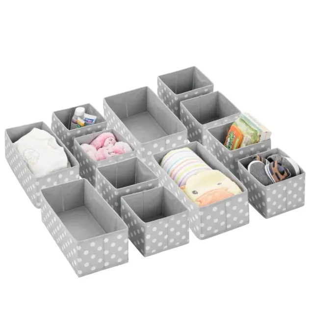 mDesign Aufbewahrungsboxen 12er-Set grau-weiß Punkte