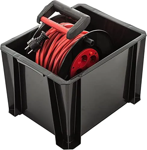 Iris Ohyama STB-MD Stapelbox 16 L Schwarz 3er-Set
