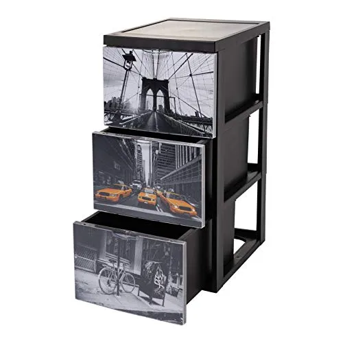 Iris Ohyama Style Chest Flat SCF-303 Schubladenturm mit Rollen