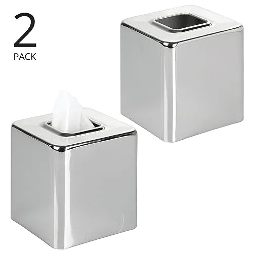 M Design 00328MDBAEU Taschentuchbox 2er-Set silberfarben Metall