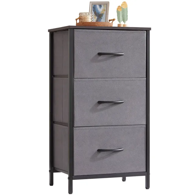 Lifewit Small Dresser 3-Schubladen Kommode Dunkelgrau Stoff