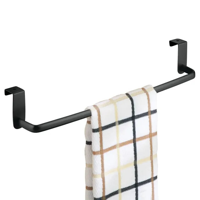 mDesign Geschirrtuchhalter Mattschwarz 37 cm ohne Bohren