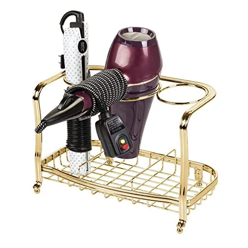 mDesign Fönhalter freistehend kupfer 3-Fächer Badorganizer