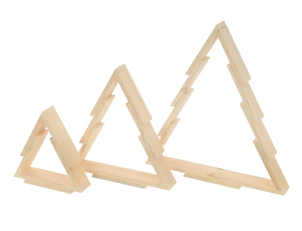 GoodFreshDecor Weihnachtsbäume Holz 3er-Set weiß lasiert