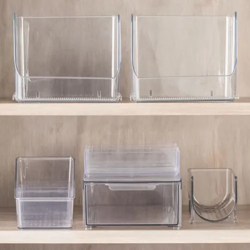 mDesign Kosmetik Organizer Box 3er-Set durchsichtig 20,3 cm stapelbar