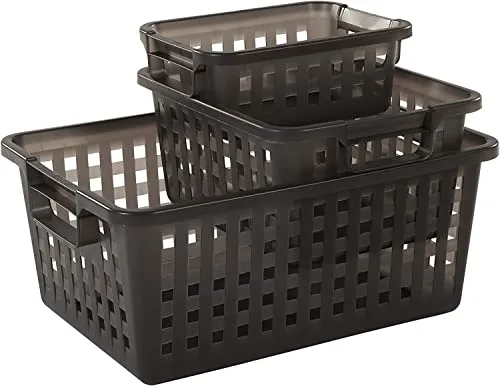 Iris Ohyama VM-30 Korb 11,6L 3er Set Grau mit Griffen