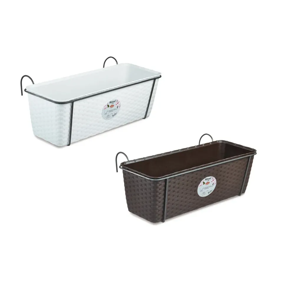 Kreher Pflanzkasten Rattan 50 cm Weiß mit Aufhängung