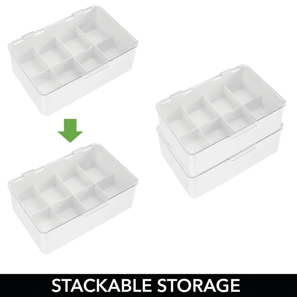 mDesign Teebox Aufbewahrungsbox 8 Fächer 2er-Set weiß