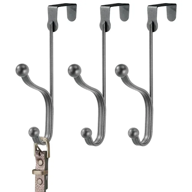 mDesign 3er-Set Türgarderobe Türhaken grau Metall