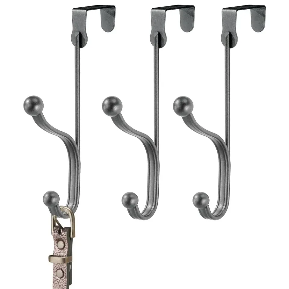 mDesign 3er-Set Türgarderobe Türhaken grau Metall