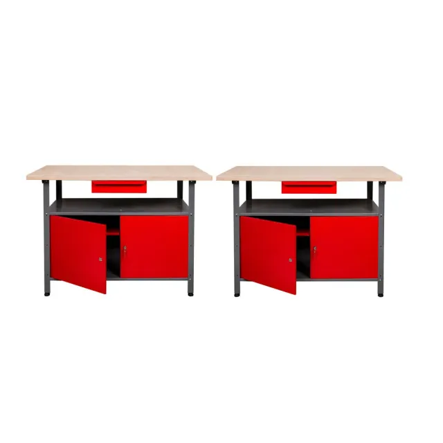 Kreher Werkbank Metall Rot 120cm 2er-Set Türen