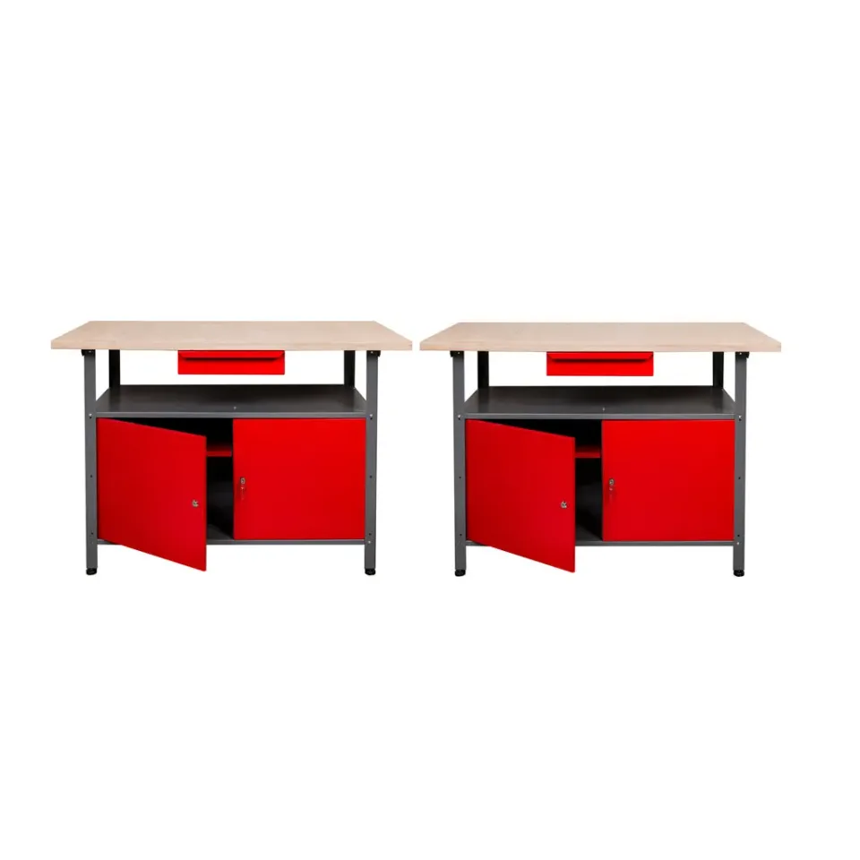Kreher Werkbank Metall Rot 120cm 2er-Set Türen