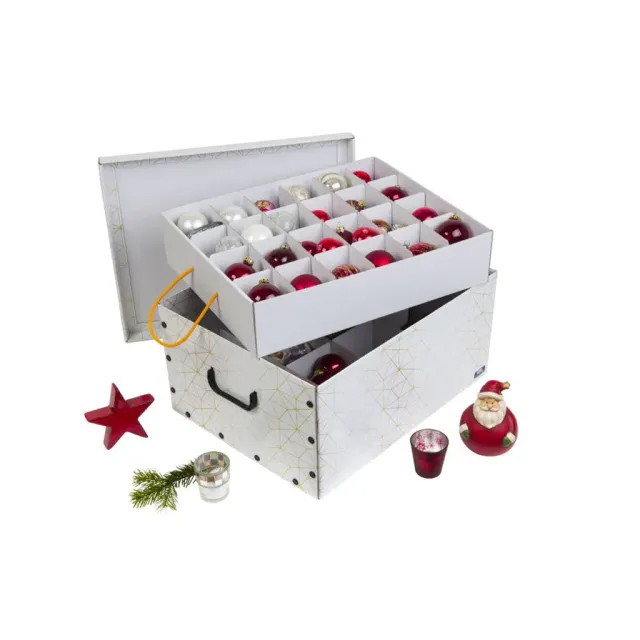 Kreher Christbaumkugel-Karton Retro Weiß Gold 40Fach