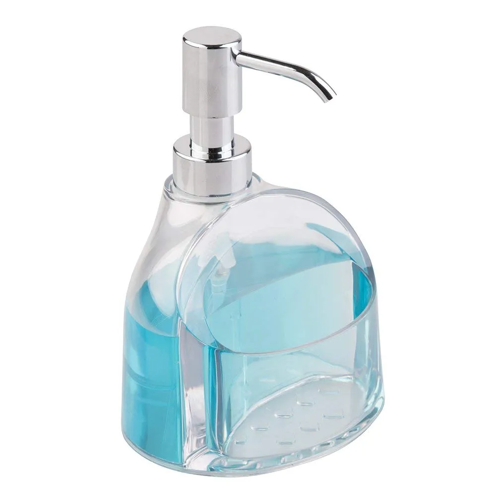 mDesign Seifenspender Pumpseifenspender transparent Chrom mit Halter