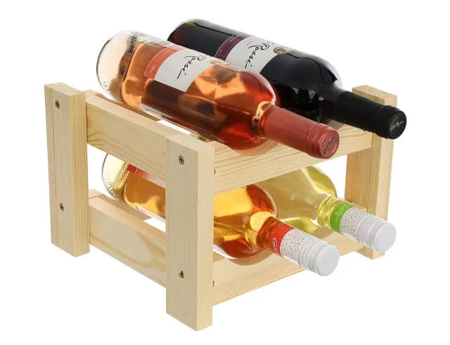 GoodFreshDecor Weinregal Holz 4 Flaschen Kiefer natur 26x24x17