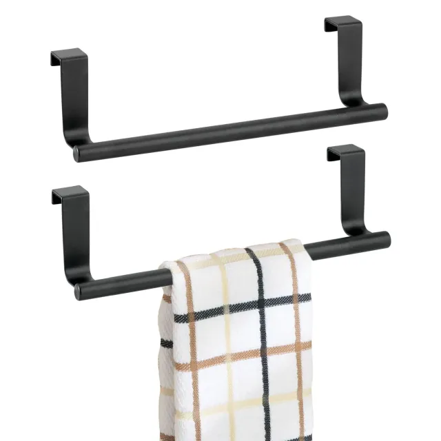 mDesign Handtuchhalter für die Tür Metall schwarz 2er-Set